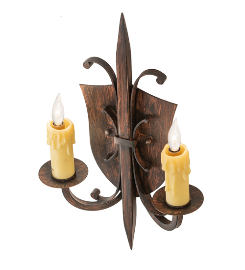  GOTHIC SCROLL FEATURES CRAFTED OF STEEL FAUX CANDLE SLEVES CANDLE BULB ON TOP