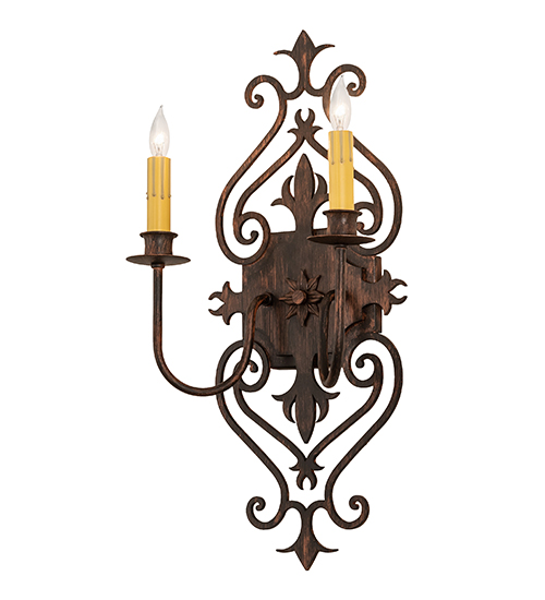  VICTORIAN GOTHIC SCROLL FEATURES CRAFTED OF STEEL FAUX CANDLE SLEVES CANDLE BULB ON TOP