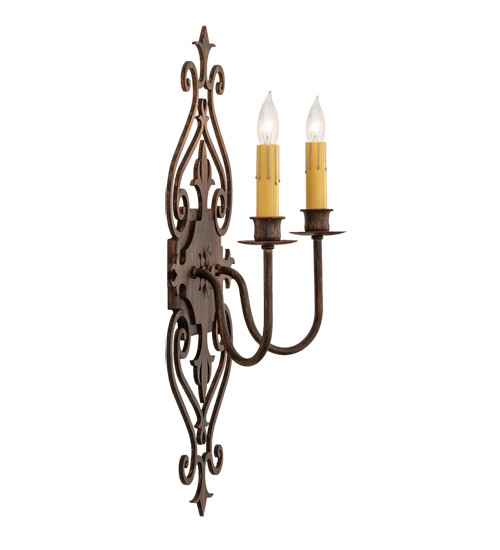  VICTORIAN GOTHIC SCROLL FEATURES CRAFTED OF STEEL FAUX CANDLE SLEVES CANDLE BULB ON TOP