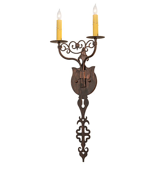  VICTORIAN GOTHIC SCROLL FEATURES CRAFTED OF STEEL FAUX CANDLE SLEVES CANDLE BULB ON TOP