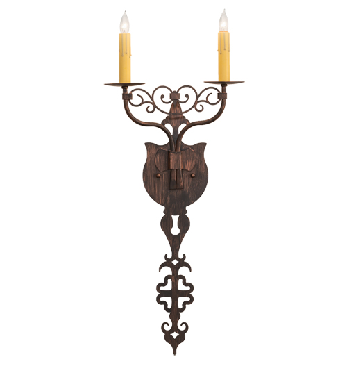  VICTORIAN GOTHIC SCROLL FEATURES CRAFTED OF STEEL FAUX CANDLE SLEVES CANDLE BULB ON TOP