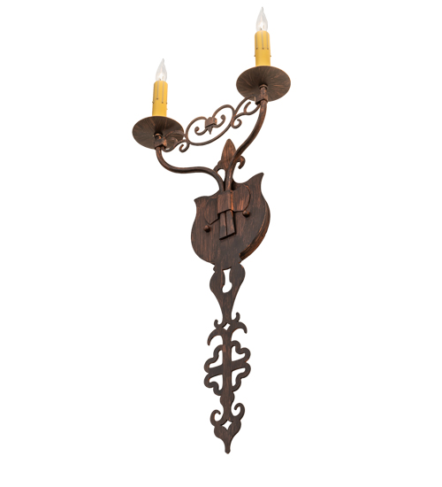  VICTORIAN GOTHIC SCROLL FEATURES CRAFTED OF STEEL FAUX CANDLE SLEVES CANDLE BULB ON TOP