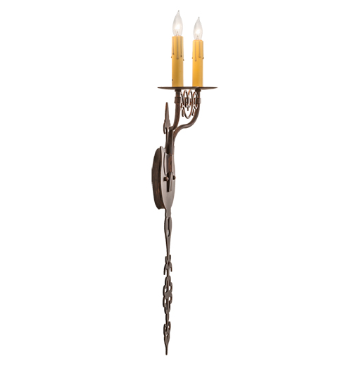  VICTORIAN GOTHIC SCROLL FEATURES CRAFTED OF STEEL FAUX CANDLE SLEVES CANDLE BULB ON TOP