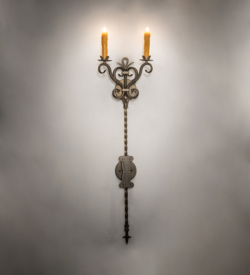  GOTHIC SCROLL FEATURES CRAFTED OF STEEL FAUX CANDLE SLEVES CANDLE BULB ON TOP