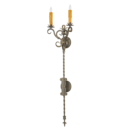  GOTHIC SCROLL FEATURES CRAFTED OF STEEL FAUX CANDLE SLEVES CANDLE BULB ON TOP