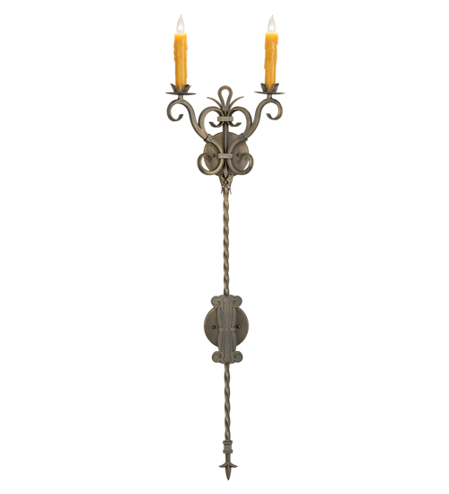  GOTHIC SCROLL FEATURES CRAFTED OF STEEL FAUX CANDLE SLEVES CANDLE BULB ON TOP