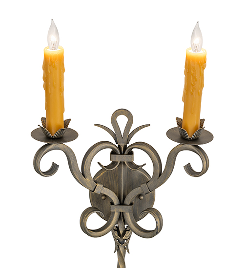  GOTHIC SCROLL FEATURES CRAFTED OF STEEL FAUX CANDLE SLEVES CANDLE BULB ON TOP