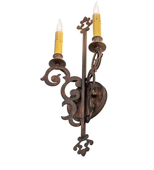  VICTORIAN GOTHIC SCROLL FEATURES CRAFTED OF STEEL FAUX CANDLE SLEVES CANDLE BULB ON TOP