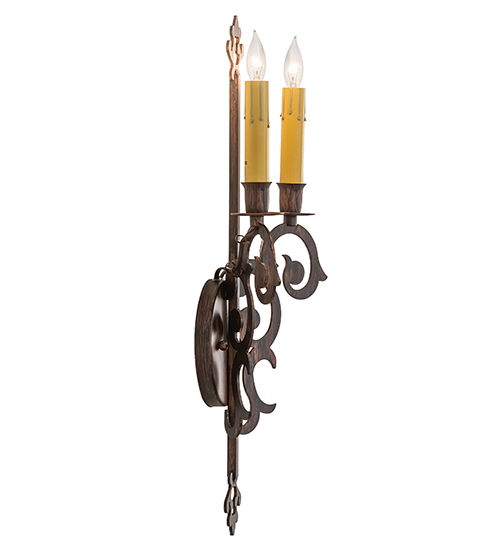  VICTORIAN GOTHIC SCROLL FEATURES CRAFTED OF STEEL FAUX CANDLE SLEVES CANDLE BULB ON TOP