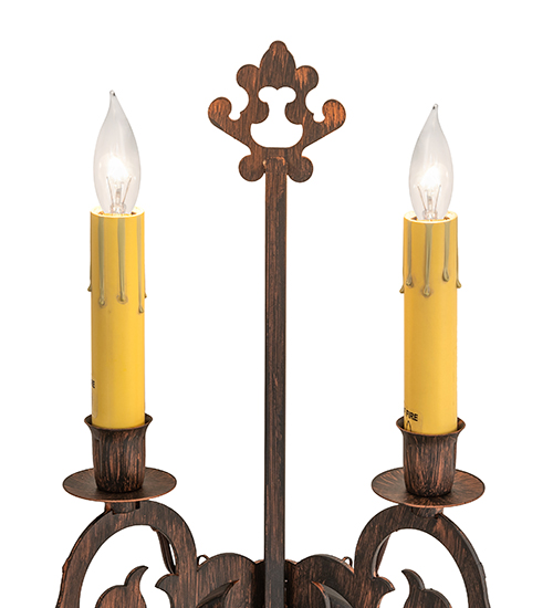  VICTORIAN GOTHIC SCROLL FEATURES CRAFTED OF STEEL FAUX CANDLE SLEVES CANDLE BULB ON TOP