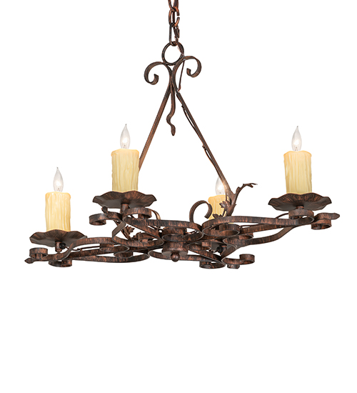  RUSTIC VICTORIAN GOTHIC SCROLL FEATURES CRAFTED OF STEEL FRENCH WIRING EXPOSED WIRING HELD BY LOOPS OR TABS FAUX CANDLE SLEVES CANDLE BULB ON TOP