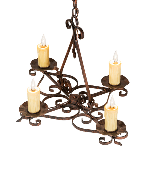  RUSTIC VICTORIAN GOTHIC SCROLL FEATURES CRAFTED OF STEEL FRENCH WIRING EXPOSED WIRING HELD BY LOOPS OR TABS FAUX CANDLE SLEVES CANDLE BULB ON TOP