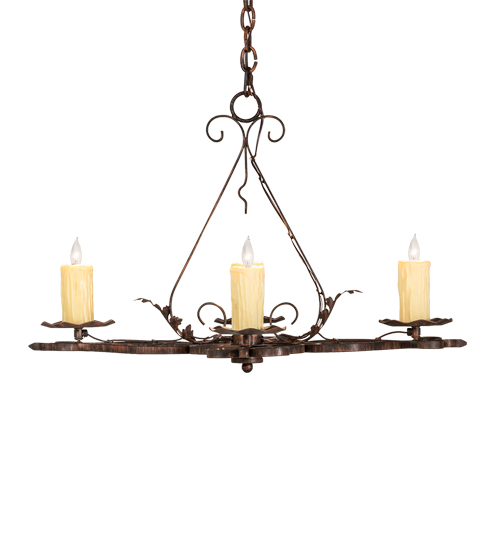  RUSTIC VICTORIAN GOTHIC SCROLL FEATURES CRAFTED OF STEEL FRENCH WIRING EXPOSED WIRING HELD BY LOOPS OR TABS FAUX CANDLE SLEVES CANDLE BULB ON TOP