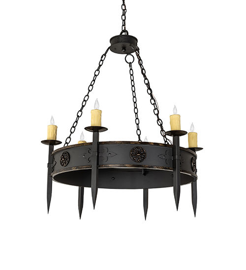  GOTHIC SCROLL FEATURES CRAFTED OF STEEL FAUX CANDLE SLEVES CANDLE BULB ON TOP