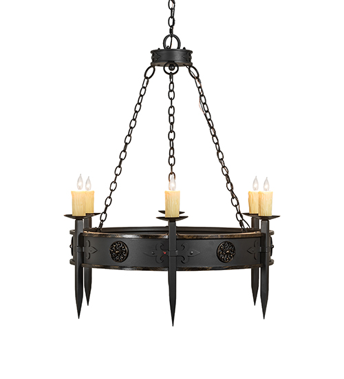  GOTHIC SCROLL FEATURES CRAFTED OF STEEL FAUX CANDLE SLEVES CANDLE BULB ON TOP