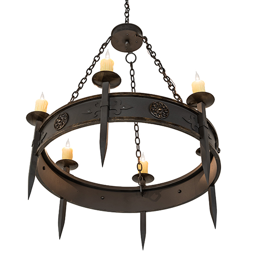  GOTHIC SCROLL FEATURES CRAFTED OF STEEL FAUX CANDLE SLEVES CANDLE BULB ON TOP