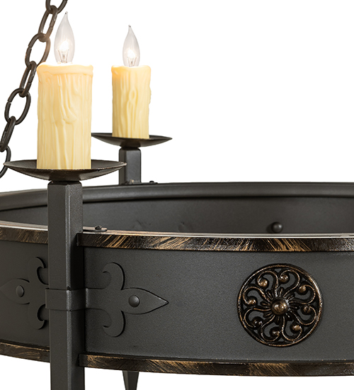  GOTHIC SCROLL FEATURES CRAFTED OF STEEL FAUX CANDLE SLEVES CANDLE BULB ON TOP