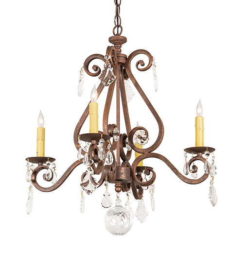  VICTORIAN SCROLL FEATURES CRAFTED OF STEEL CRYSTAL ACCENTS FAUX CANDLE SLEVES CANDLE BULB ON TOP