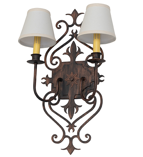  VICTORIAN FABRIC GOTHIC SCROLL FEATURES CRAFTED OF STEEL FAUX CANDLE SLEVES CANDLE BULB ON TOP