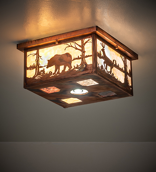  RUSTIC LODGE RUSTIC OR MOUNTIAN GREAT ROOM ART GLASS ANIMALS DOWN LIGHTS SPOT LIGHT POINTING DOWN FOR FUNCTION