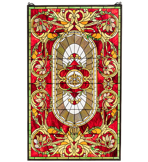 River of Goods Wine Glass Trio Stained Glass Window Panel Set, Red