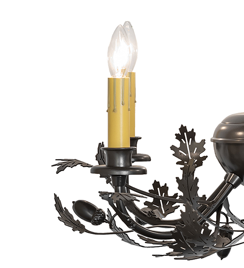  RUSTIC FAUX CANDLE SLEVES CANDLE BULB ON TOP STAMPED/CAST METAL LEAF ROSETTE FLOWER ACCENT