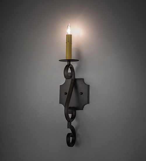  VICTORIAN GOTHIC SCROLL FEATURES CRAFTED OF STEEL FAUX CANDLE SLEVES CANDLE BULB ON TOP