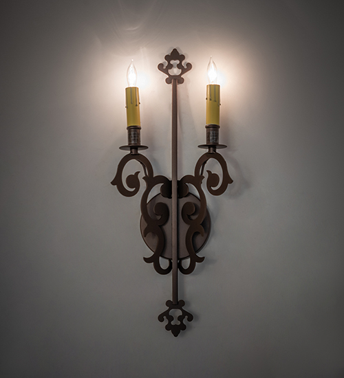  VICTORIAN GOTHIC SCROLL FEATURES CRAFTED OF STEEL FAUX CANDLE SLEVES CANDLE BULB ON TOP