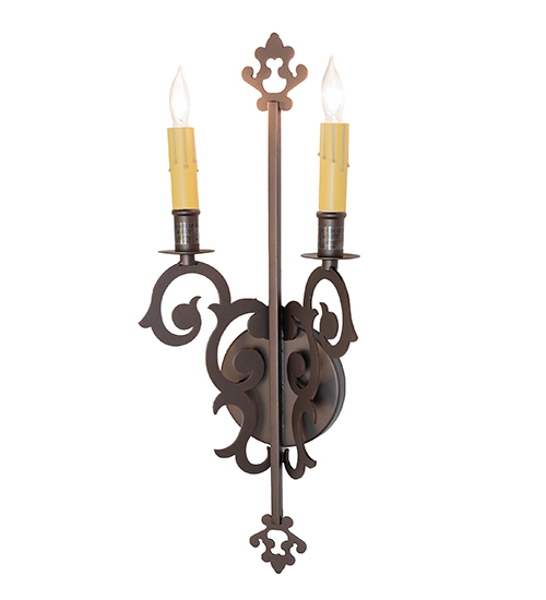  VICTORIAN GOTHIC SCROLL FEATURES CRAFTED OF STEEL FAUX CANDLE SLEVES CANDLE BULB ON TOP