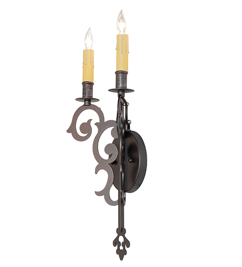  VICTORIAN GOTHIC SCROLL FEATURES CRAFTED OF STEEL FAUX CANDLE SLEVES CANDLE BULB ON TOP