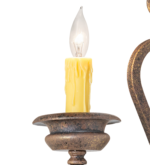  VICTORIAN SCROLL FEATURES CRAFTED OF STEEL FAUX CANDLE SLEVES CANDLE BULB ON TOP