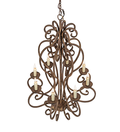  VICTORIAN GOTHIC SCROLL FEATURES CRAFTED OF STEEL FAUX CANDLE SLEVES CANDLE BULB ON TOP