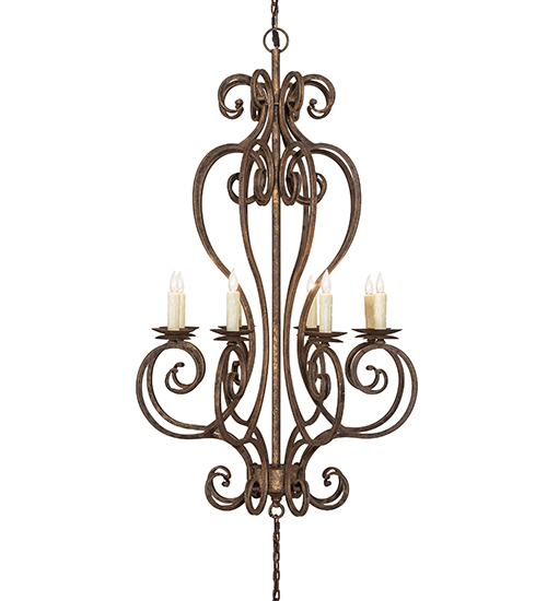 VICTORIAN GOTHIC SCROLL FEATURES CRAFTED OF STEEL FAUX CANDLE SLEVES CANDLE BULB ON TOP