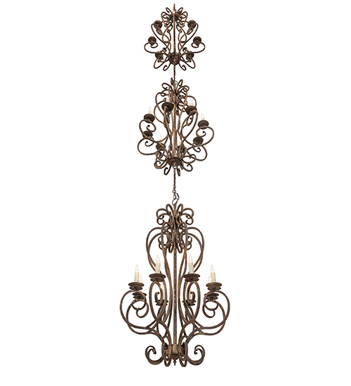  VICTORIAN GOTHIC SCROLL FEATURES CRAFTED OF STEEL FAUX CANDLE SLEVES CANDLE BULB ON TOP