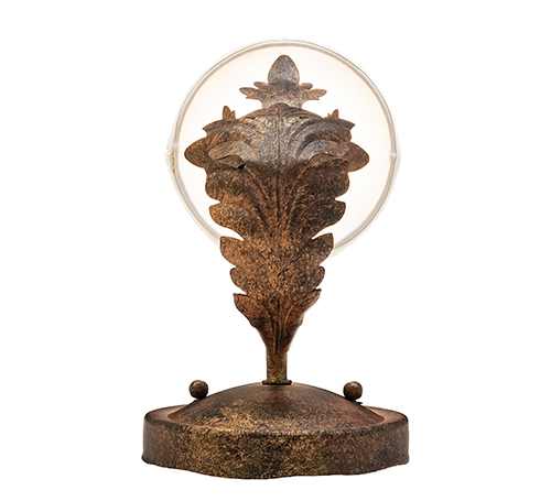  VICTORIAN SCROLL FEATURES CRAFTED OF STEEL FAUX CANDLE SLEVES CANDLE BULB ON TOP STAMPED/CAST METAL LEAF ROSETTE FLOWER ACCENT