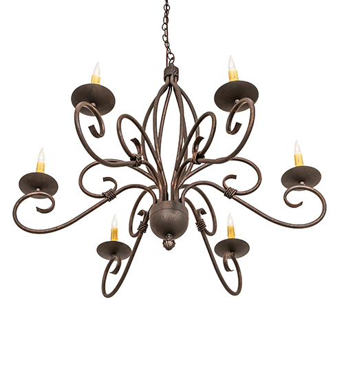  VICTORIAN SCROLL FEATURES CRAFTED OF STEEL FAUX CANDLE SLEVES CANDLE BULB ON TOP