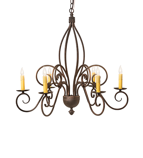  VICTORIAN SCROLL FEATURES CRAFTED OF STEEL FAUX CANDLE SLEVES CANDLE BULB ON TOP