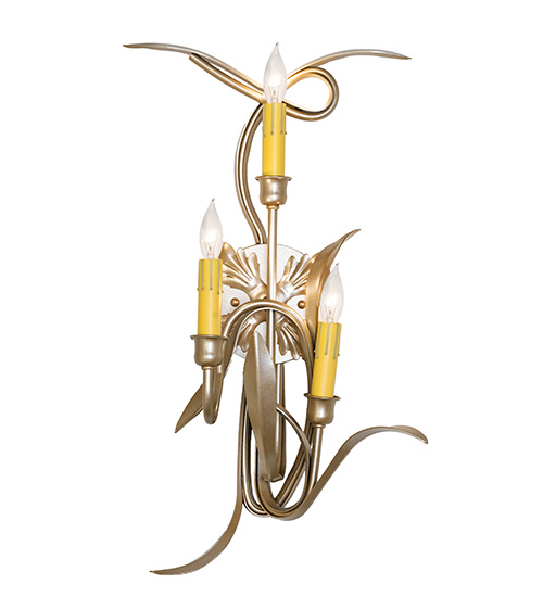  FLORAL NOUVEAU SCROLL FEATURES CRAFTED OF STEEL FAUX CANDLE SLEVES CANDLE BULB ON TOP