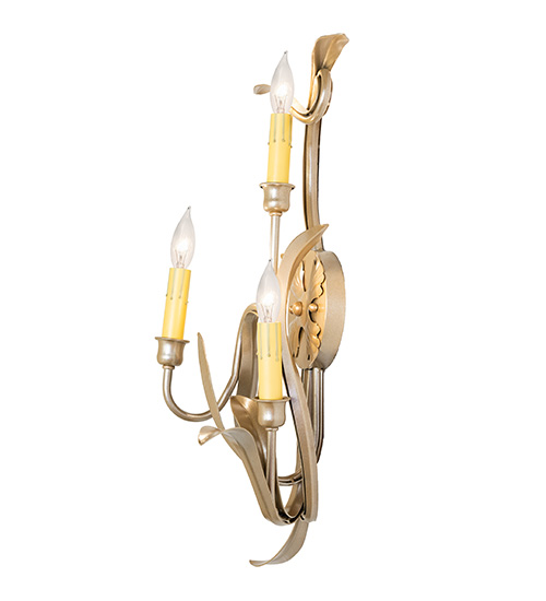  FLORAL NOUVEAU SCROLL FEATURES CRAFTED OF STEEL FAUX CANDLE SLEVES CANDLE BULB ON TOP