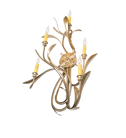  FLORAL NOUVEAU SCROLL FEATURES CRAFTED OF STEEL FAUX CANDLE SLEVES CANDLE BULB ON TOP