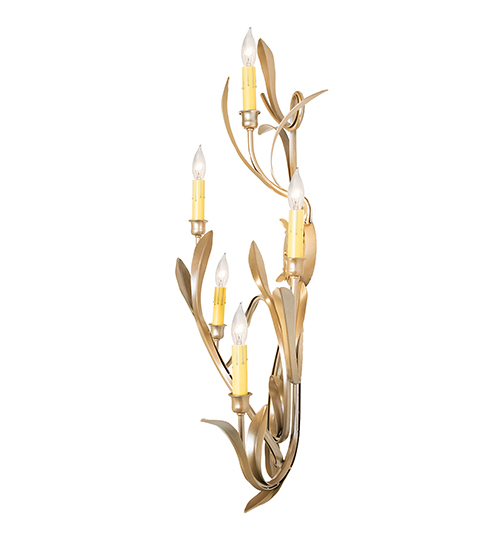  FLORAL NOUVEAU SCROLL FEATURES CRAFTED OF STEEL FAUX CANDLE SLEVES CANDLE BULB ON TOP