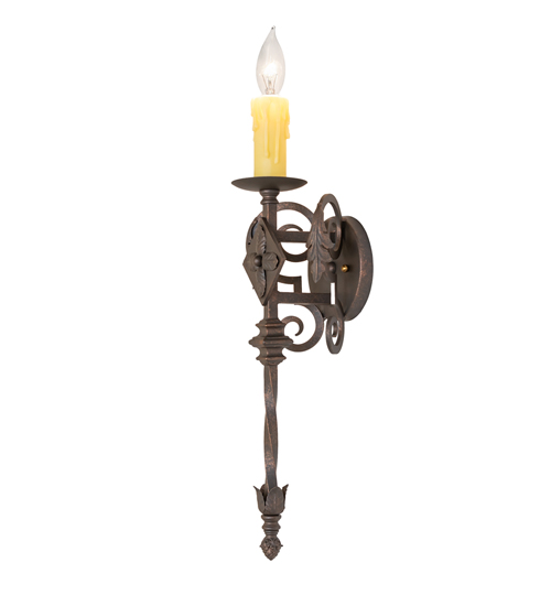  VICTORIAN GOTHIC SCROLL FEATURES CRAFTED OF STEEL FAUX CANDLE SLEVES CANDLE BULB ON TOP STAMPED/CAST METAL LEAF ROSETTE FLOWER ACCENT