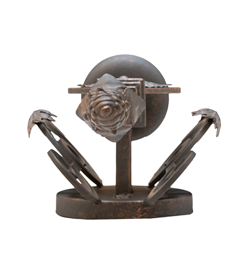  VICTORIAN GOTHIC SCROLL FEATURES CRAFTED OF STEEL FAUX CANDLE SLEVES CANDLE BULB ON TOP STAMPED/CAST METAL LEAF ROSETTE FLOWER ACCENT