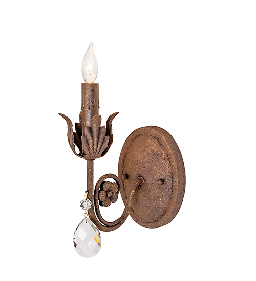  VICTORIAN SCROLL FEATURES CRAFTED OF STEEL CRYSTAL ACCENTS STAMPED/CAST METAL LEAF ROSETTE FLOWER ACCENT
