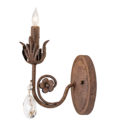  VICTORIAN SCROLL FEATURES CRAFTED OF STEEL CRYSTAL ACCENTS STAMPED/CAST METAL LEAF ROSETTE FLOWER ACCENT