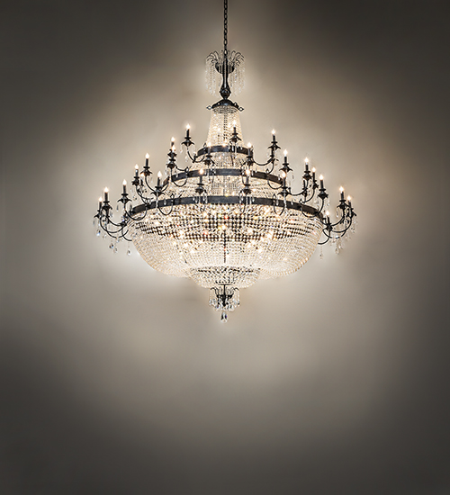  VICTORIAN CRYSTAL CHANDELIER FAUX CANDLE SLEVES CANDLE BULB ON TOP STAMPED/CAST METAL LEAF ROSETTE FLOWER ACCENT