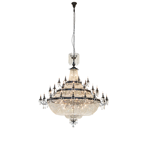  VICTORIAN CRYSTAL CHANDELIER FAUX CANDLE SLEVES CANDLE BULB ON TOP STAMPED/CAST METAL LEAF ROSETTE FLOWER ACCENT