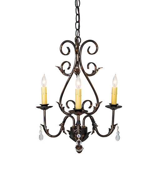  VICTORIAN SCROLL FEATURES CRAFTED OF STEEL CRYSTAL ACCENTS STAMPED/CAST METAL LEAF ROSETTE FLOWER ACCENT