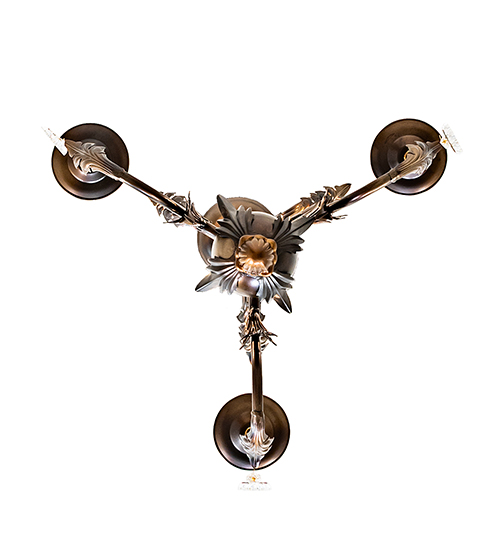  VICTORIAN SCROLL FEATURES CRAFTED OF STEEL CRYSTAL ACCENTS STAMPED/CAST METAL LEAF ROSETTE FLOWER ACCENT