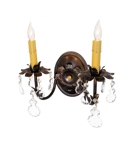  VICTORIAN CRYSTAL ACCENTS STAMPED/CAST METAL LEAF ROSETTE FLOWER ACCENT